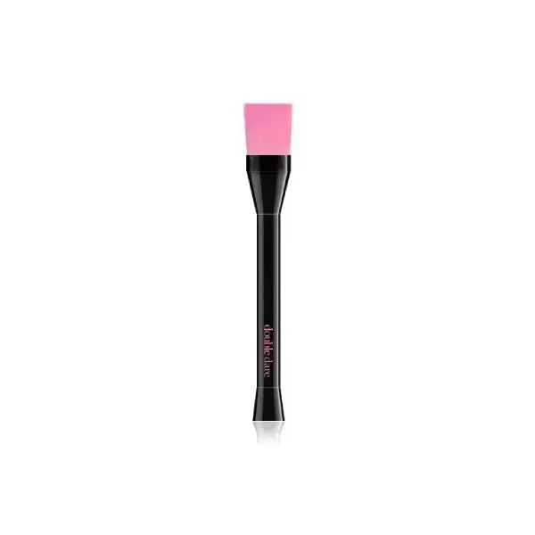 A pink and black brush is on top of the white background